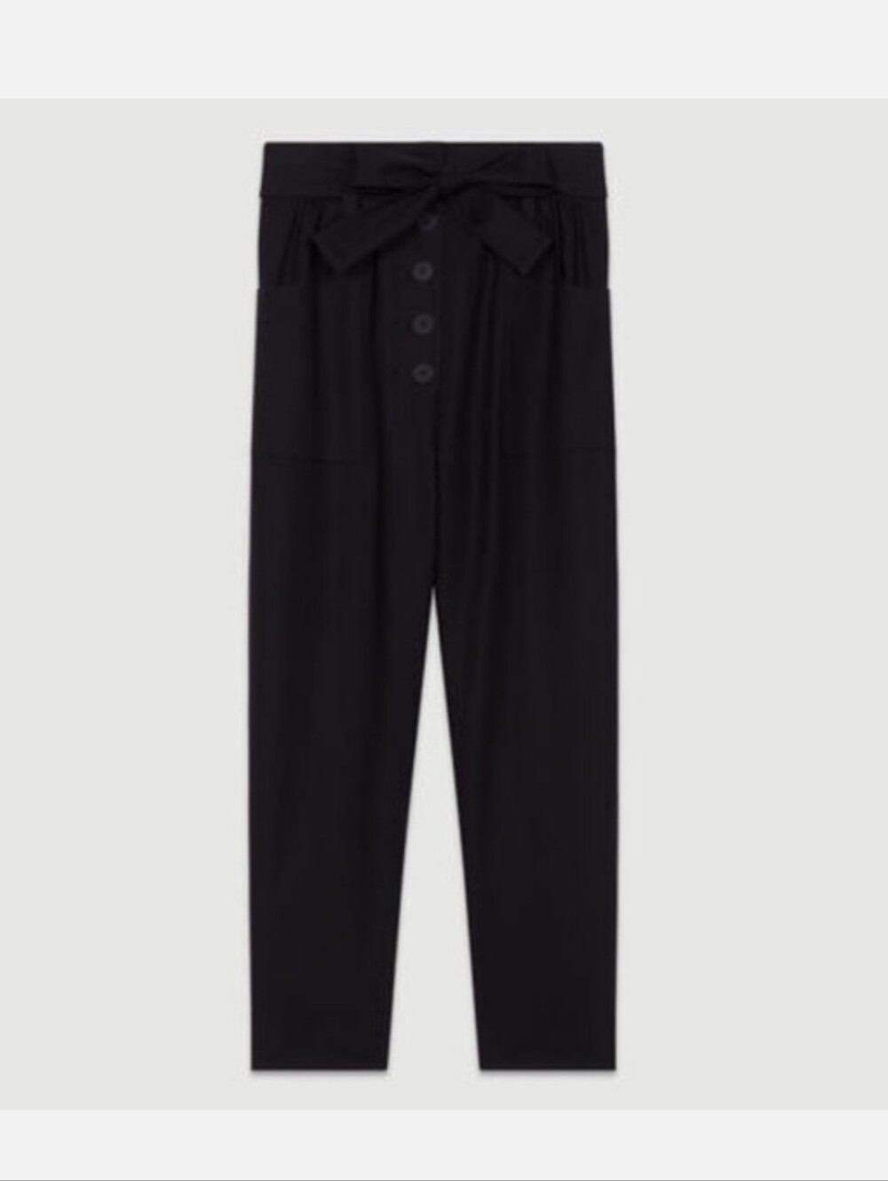 Maje Tapered Balloon Leg Waist Pants Black Women's 36 US Small Belted